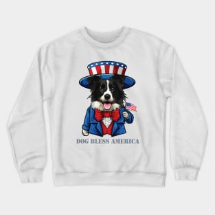 Border Collie Dog Bless America Crewneck Sweatshirt